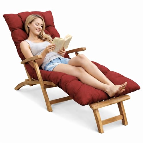 bananair - Coussin Bain de Soleil Chaise Longue - Épais, Ultra Confortable, Design Matelassé - Fabriqué en France - Matelas Transat avec Scratchs, Facile à...