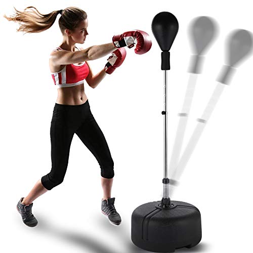 Hurbo Boxing Punching Bag with Stand Reflex Speed Punching Bag Adjustable Height for Adults & Teenagers (Black)