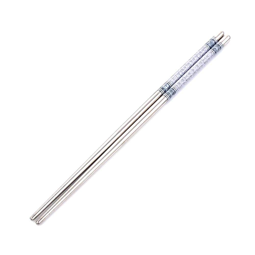 Fengtan Gray Metal Chopsticks Stainless Steel Chopsticks Reusable Chinese Chopsticks Portable Travel Chopsticks Dishwasher Safe Non-Slip Chop Sticks