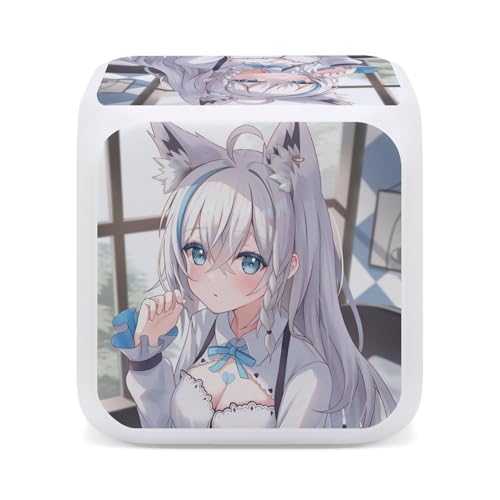 白上 フブキ 11目覚まし時計 置き時計 多機能 時間と温度の二重表示 電池式 学生 寝室やオフィスに最適