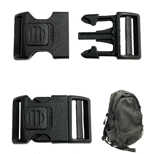 ZAHD 2 piezas Hebillas de plástico con cierre de clic Hebillas enchufables cierre clic mochila hebilla cierre de clip de plástico de repuesto para mochila para reparación de mochilas (Negro, 25mm)