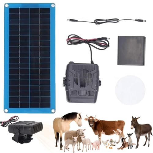 Chauffage Solaire pour Poulailler, Chauffage Solaire Portable 30 W avec Protection Contre La Surchauffe pour Serre, Camping et Voiture, Kit de Chauffage à Vent Chaud Rechargeable pour Sécher