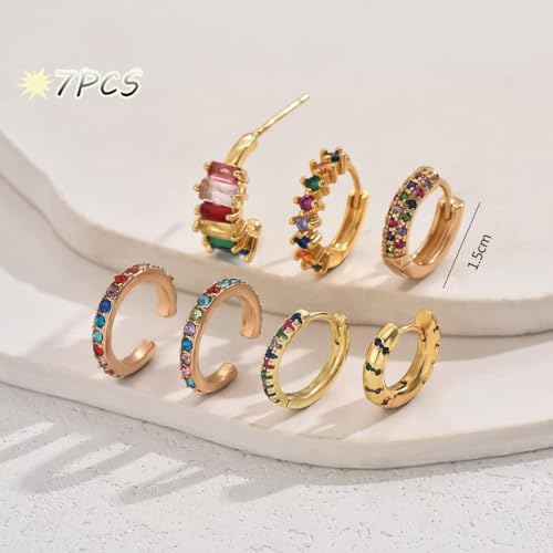 Gold Hoop Earrings Set for Women, 7Pcs14K Gold Plated Hypoallergenic Multiple Piercing Earrings for Women Jewelry Gift4