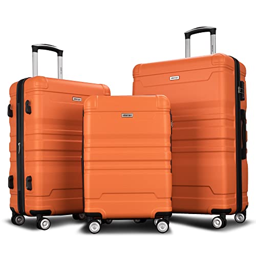 Merax Luggage Sets 3 Piece Suitcase, Hardside Suit Case With Spinner Wheels Lightweight Tsa Lock, Orange, 20/24/28 Inch #TOP13