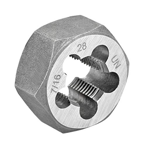 uxcell UNEF 7/16-28 Carbon Steel Hex Threading Die Machine Thread Die Hexagon Taper