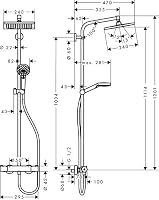 hansgrohe Crometta E - wassersparendes Duschsystem (EcoSmart) mit Thermostat, Regendusche (240 x 240 mm) mit Armatur, Handbrause, Schlauch, Brausestange und eckiger Kopfbrause, Chrom, 27281000 – Ansicht 9