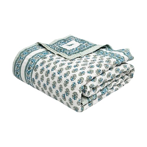 Image of BLOCKS OF INDIA Hand Block Printed Cotton King Size Quilt /Rajai | Green Tree