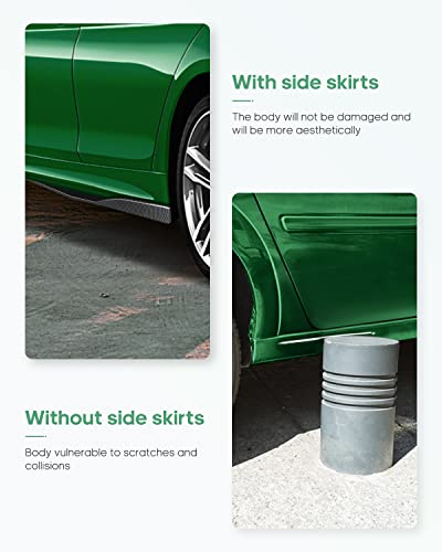 Scitoo Universal Carbon Fiber Style Side Skirt Rocker Splitters Diffuser Winglet Wind 29.3" 4" Left And Right Rocker Panel #TOP4