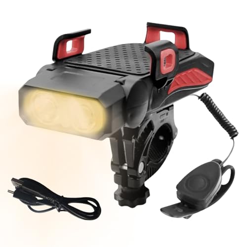 Soporte para Teléfono En Bicicleta - Luz Delantera LED Impermeable con Sujeción para Dispositivos | Ajustable 360 Grados Lámpara Frontal Ciclista para Viajes Y Aventuras Al