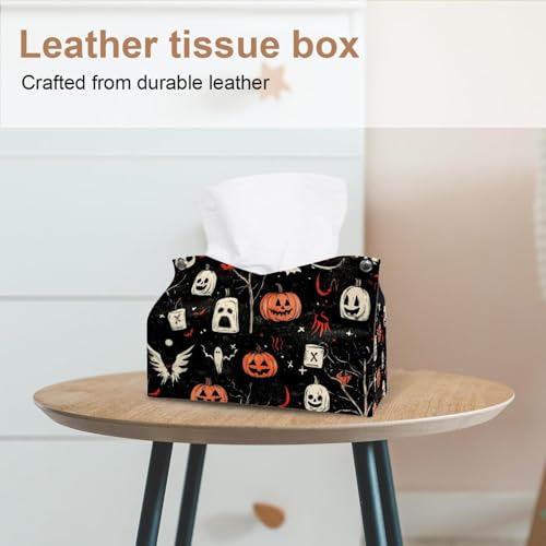 Housse de boîte à mouchoirs citrouille Halloween lavable et ajustable pour table basse - 3