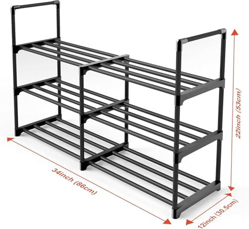MOCINE 2024 Widened 3 Tier Shoe Rack, 86x30.5x56cm,Metal Shoe Rack, Shoe Shelf, Shoe Racks for Entryway,Shoe Racks for Closet,Space Saving Shoe Rack Organizer, Black - Image 3