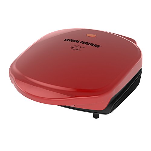 George Foreman 2-Serving Classic Plate Electric Indoor Grill and Panini Press, Red, GR10RM,5.6 x 10 x 9.2