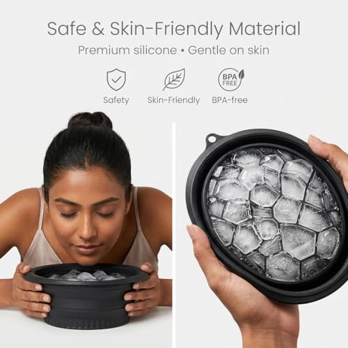 Image of Silicone Face Ice Bath Bowl with Built-in Ice Tray | Collapsible Facial Ice Bowl | Portable Face Ice Bath Mold for Skin Care & Home Spa Use