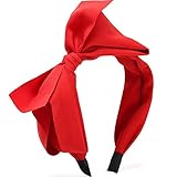 WantGor Bow Headbands for Women, Big Bowknot Hair Hoop Women Knotted Wide Turban Headbands Hair Band Bows Hair Accessories (Red)