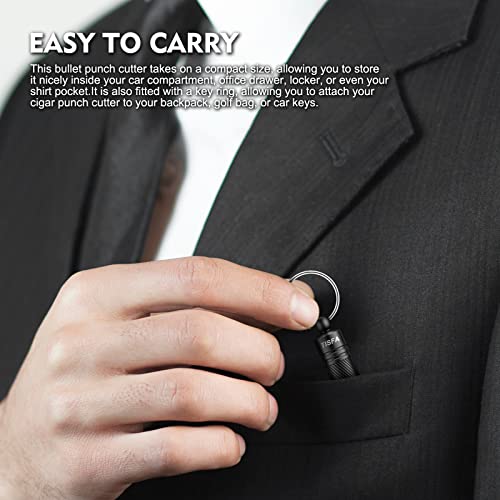 TISFA Cigar Punch Cutter Cigar Hole Opener Portable Screw Out Stainless Steel Puncher (Black) - Image 6