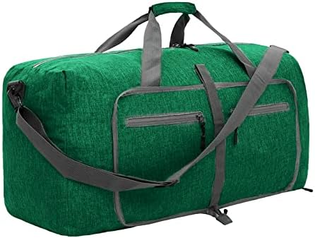 Dimayar Large 65L Holdall Bag for Women, Foldable Travel Duffle Bag for Men with Shoes Compartment,Overnight Hospital Weekend Bags for Women Waterproof and Tear Resistant (Grey)