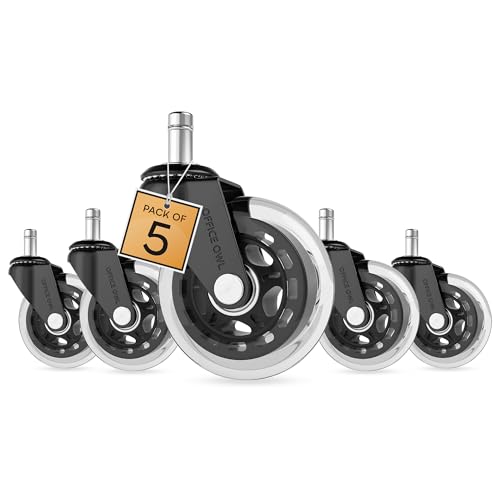 Rollerblade Office Chair Wheels, Set of 5 Replacement Casters for Desk and Gaming Chairs, Safe for...