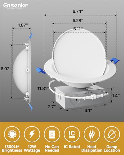 Éclairage plafond incliné avec le spot encastrable orientable LED Ensenior 13W - 6