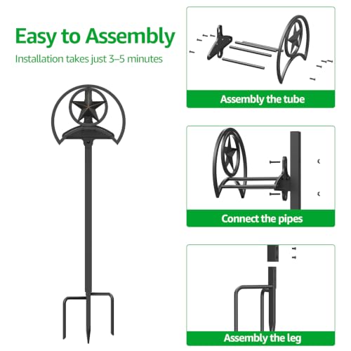 Image of GOFORWILD Garden Hose Holder, Star Decorative, Durable Wall Hose Hanger, Hose Reel, Holds 125-Feet of 5 /8-Inch Hose, Made of Gauge Steel