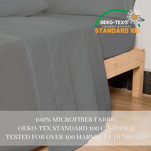 HBHLFZ Full Flat Sheet - Ultra Soft Polyester Top Sheet - Hotel Quality Bed Sheets - Comfortable Wrinkle-Free - Easy to Care for - 1 Full Flat Sheet Only(Full,Gray)