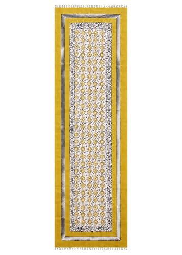 Tapete corredor artesanal de algodón 2x6 verde beige miniatura 1