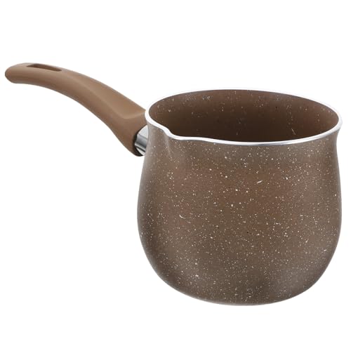 Yardwe Olla Pequeña para Cocinar Leche 10 Cm Color Café Antiadherente con Mango Resistente al Calor para Té y Salsas en Cocina Doméstica