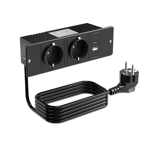 Ciabatta Angolare 8-in-1 Con 4 Prese + 4 USB (2 USB-C) - Protezione Sovratensione, Cavo 2m, Nero - Perfetta Per Angoli - Foto 9