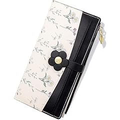 #L Black Floral Long Wallet Women