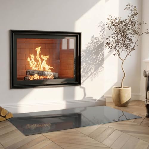 Placa de cristal para chimenea gris-marrón ideal para salones acogedores modernos 5