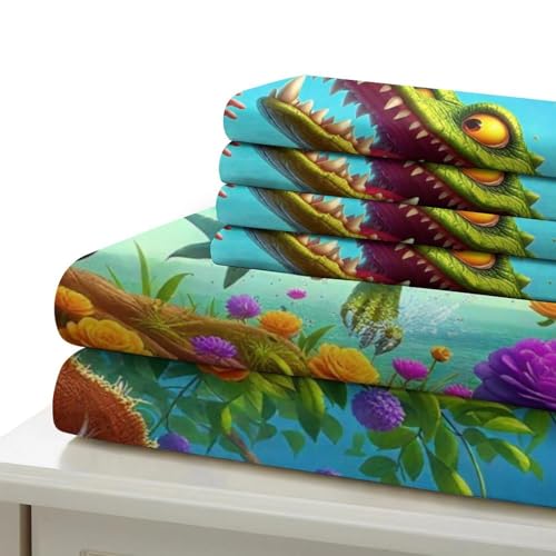 Parure de lit microfibre crocodile coloré avec fermeture éclair