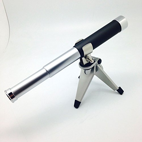 Telescopio metálico negro mate con trípode miniatura 3