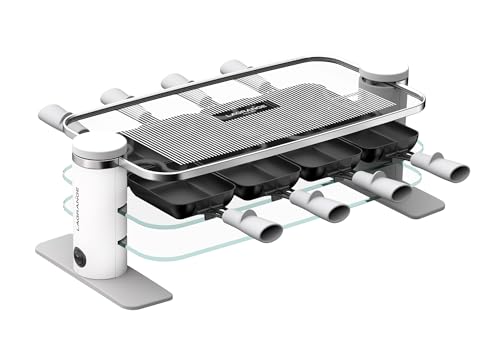 LAGRANGE Appareil à raclette 8 personnes, 1000 W, Plateaux verre, plateau supérieur démontable pour nettoyage simplifié, Repose poêlons intégré, Design...