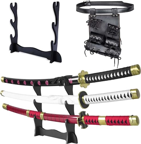 57 SPECIAL REPLICAS Roronoa Zoro Spada Katana in Legno 105 cm Katanas Spada Cosplay Anime Giapponese - Kitetsu/Shisui/Wado Ichimonji - Set da 3 Pezzi JT10000