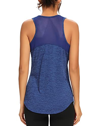 Quccefods Workout Tank Tops for Women Sleeveless Athletic Yoga Shirts Mesh Racerback Tank Tops Gym Workout Clothes RoyalBlue