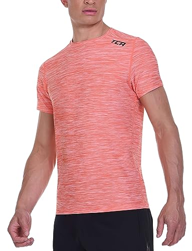TCA Galaxy 4D-Stretch Mens Gym, Running, Training T Shirt - Gym Tops for Men, Running Top Men, Gym T Shirts Men - Burnt Orange, M