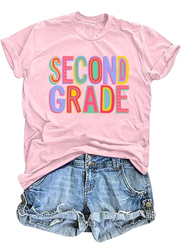 Women Teacher Shirts Second Grade: Funny Teachers Graphic Tees Back to School Tshirt Teachers Gifts Tops
