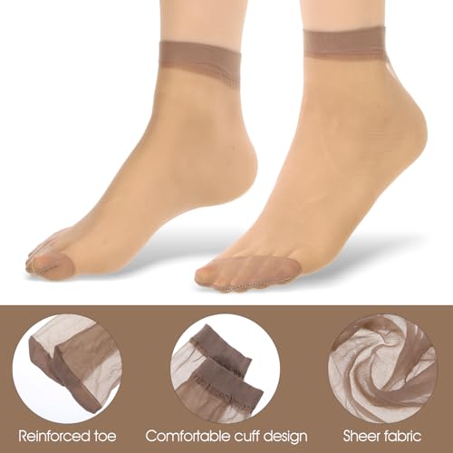 20 Pairs Sheer Ankle Socks See Through Socks Women Soft Tight Hosiery with Reinforced Toe Summer Thin Sock for Flats Breathable Thin Cool See Through Stylish Calf Silk Sock for Women Girls3