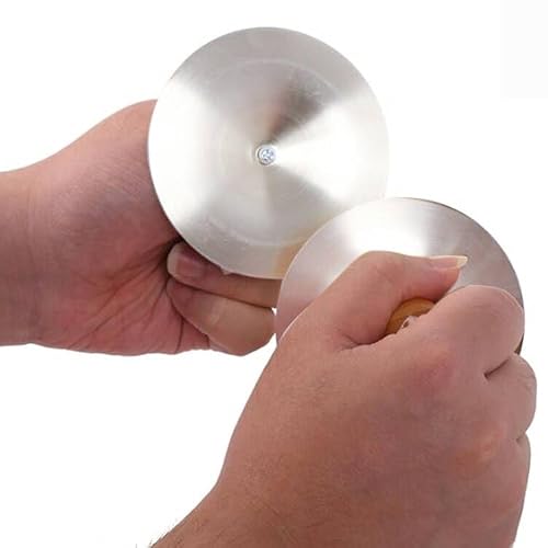 3.54\" Mini Finger Cymbals Silver Small Hand Cymbals for Belly Dance Kids Cymbals with Wooden Handle Tiny Cymbals