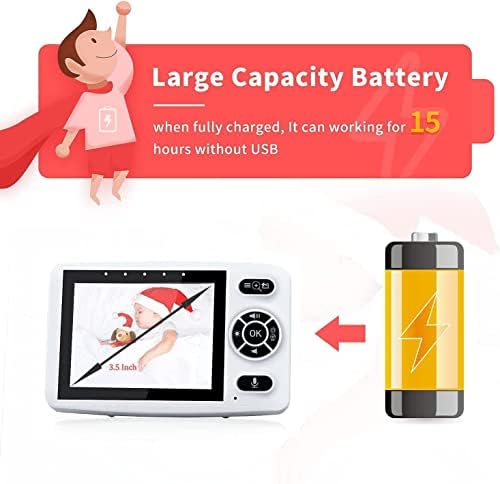 FOCOLO Baby Monitor with Camera and Night Vision, 3.5'' HD Screen, 2 Way Talk, Baby Camera Monitor with Screen and Temperature Monitoring, VOX Mode, 15 Hours Long Battery Life, Gentle Lullabies