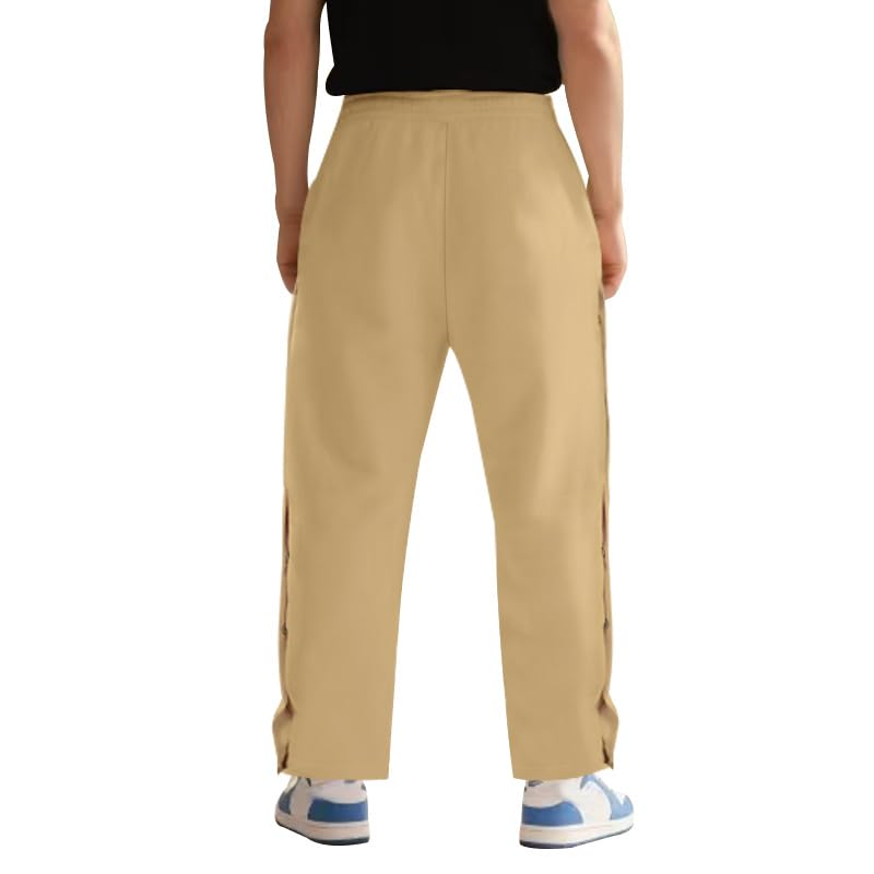 Men Spring/Autumn Hip Hop Sports Pants Button Down Elastic Waist Drawstring Jogging Pants with Pocket2