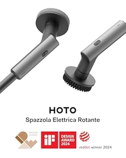 HOTO Spazzola Rotante Pulizia Casa, IPX7 Spazzola Elettrica Rotante per Pulizia con 6 Testine, Max 2.48 N·M, 2 Velocità, Ricaricabile Spazzole per Pulire, Bagno, Cucina, Doccia, Pavimenti, Piastrelle