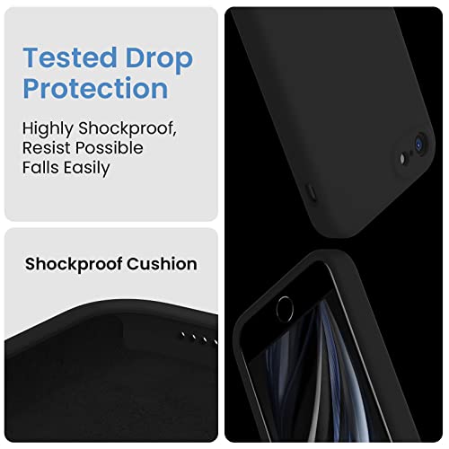 Firenova Iphone Se Case 2022/2020, Iphone 7 8 Case, Silicone Upgraded [Square Edges] & [Camera Protecion] Phone Case With Soft Anti-Scratch Microfiber Lining, 4.7 Inch，Black #TOP4