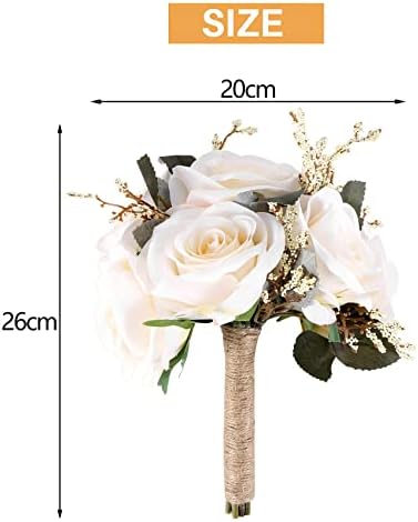 Hacbop Bridal Bouquets for Wedding, Artificial Rose Flower Bouquet Bride Bridesmaid Holding Flower, Flower Girl Bouquet 10inch x 8inch