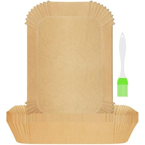 Air Fryer Disposable Paper Liner, 100pcs Parchment Paper Air Fryer with Brush, Air Fryer Sheets for Ninja for Foodi Air Fryer Accessories for Dual Air Fryer DZ201, for DZ401, for [AF300UK], [AF400UK] Cover