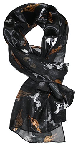 Ted And Jack - Stylish Equestrian Horse Print Silk Feel Scarf (Western Black) #TOP21