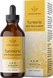 Turmeric Liquid Drops - Organic Turmeric Curcumin Liquid Extract Supplement with Black Pepper - Alco