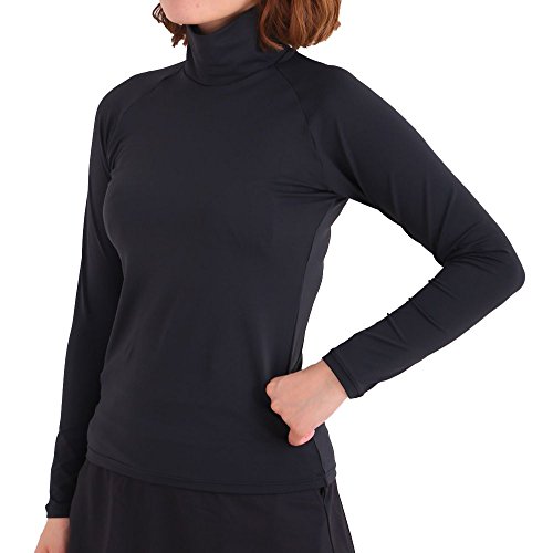 UVカットハイネックインナ－シャツ 【ＵＶカット率99％】 長袖 (ブラック, Mサイズ) 【ホワイトビューティー】