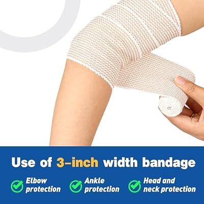 AZEN Premium 8 Pack Elastic Bandage Wrap (2x2, 2x3, 2x4, 2x6), Compression Wrap Bandage for Legs, Ankle, Knee, Tummy, Body, Latex-Free, Lymphedema Wraps for Legs