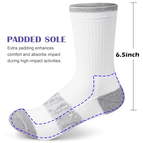 Image of Gonii Women Socks Hiking Running Thick Cushion Athletic Crew Socks 5-Pair | Breathable material, Arch support, Mid calf long length, Anti-blister, Elastic cuff for sport, Tennis, Cycling and casual