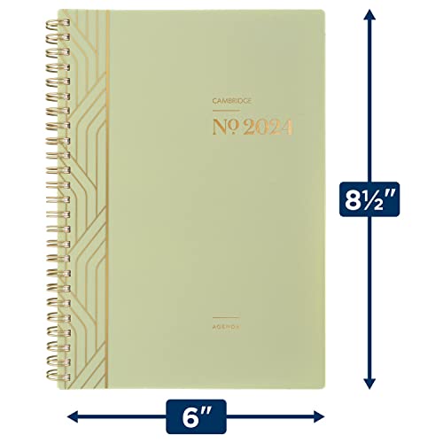 Cambridge 2024 Weekly & Monthly Planner, 5-1/2" X 8-1/2", Small, Workstyle, Focus, Cucumber (1606-200-46-24) #TOP5